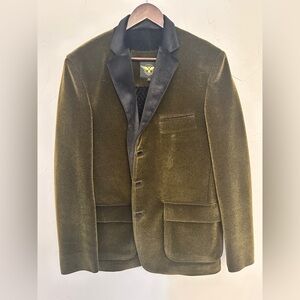 Men's Velvet Blazer in Olive by [Brand]